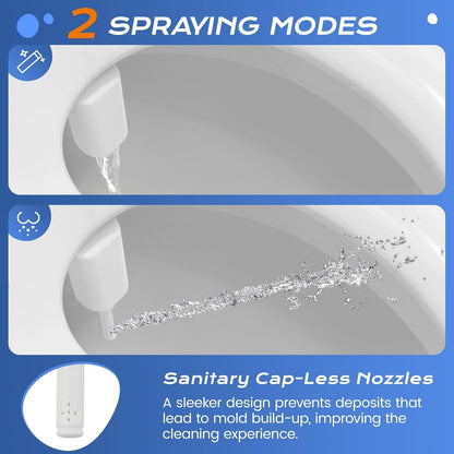 SAMODRA Ultra-Slim Bidet, Minimalist Bidet for Toilet with Non-Electric Dual Nozzle (Frontal & Rear Wash) Adjustable Water Pressure, Fresh Water Bidet Toilet Seat Attachment, Easy to Install