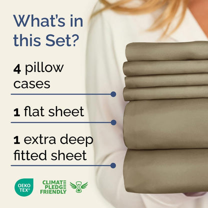 Extra Deep Queen Sheet Set - 6 Piece Breathable & Cooling Sheets - Hotel Luxury Bed Sheets Set - Easy & Secure Fit - Soft, Wrinkle Free & Comfy Sheets Set - White Sheet Set w/Extra Deep Pockets