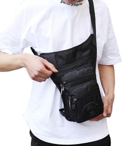 Motorcycle Drop Leg Bag Nylon Waist Pack for Men Women Travel Hiking Tactical Cycling Bike Ride Riding Crossbody Shoulder Fanny Pouch