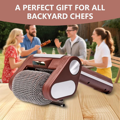 Cordless Electric Grill Brush, Stainless Steel Power Roller Blasts Rotating Cleaning Brush with Built-in Led Lights, Rechargeable BBQ Brush Cleaner for Outdoor BBQ Bathroom and Kitchen