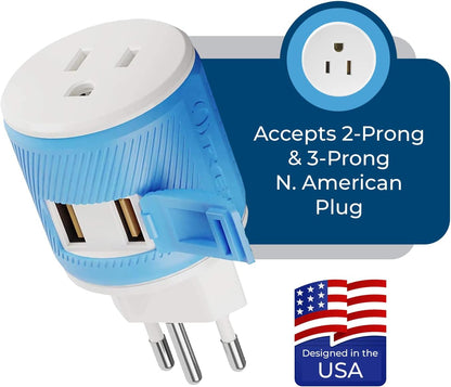 OREI South Africa, Botswana, Namibia Travel Plug Adapter with Dual USB - USA Input - Type M (U2U-10L), Will work with Cell Phones, Camera, Laptop, Tablets, iPad, iPhone