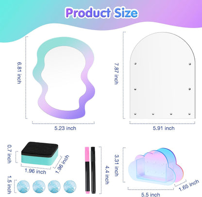 MoKo 10Pcs Locker Accessories for Girls, Back to School Supplies | Includes an acrylic board, locker mirror, eraser, pen holder, 2 marker pens and 4 round magnets for metal surfaces.