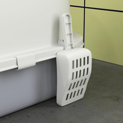 PawHut Cat Litter Box with Lid, Drawer Style Enclosed Kitty Litter Box with Front Door Flap, Scoop, Handle, Easy Clean, Cat Litter Tray for Small and Medium Cats, Green