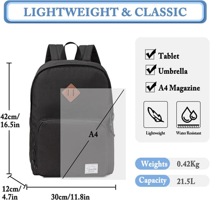 VASCHY Lightweight School Backpack for Women with Sleeve for 14" Laptop