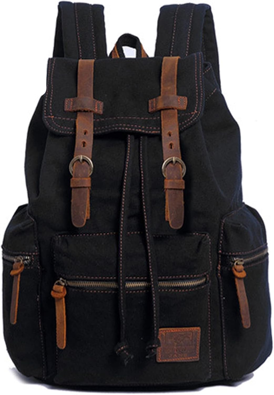 AUGUR Canvas Backpack,17 inch Laptop Backpack Vintage Canvas Leather Backpacks Casual School College Bag Pack Bookbag Hiking Travel Rucksack Daypack (L-Coffee)