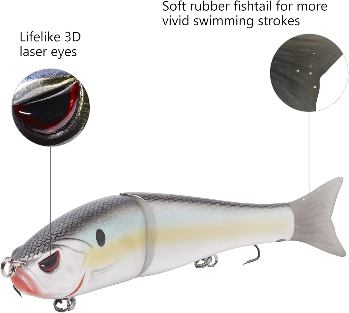 Bassdash SwimShad Glide Baits Jointed Swimbait Bass Pike Salmon Trout Muskie Fishing Lure