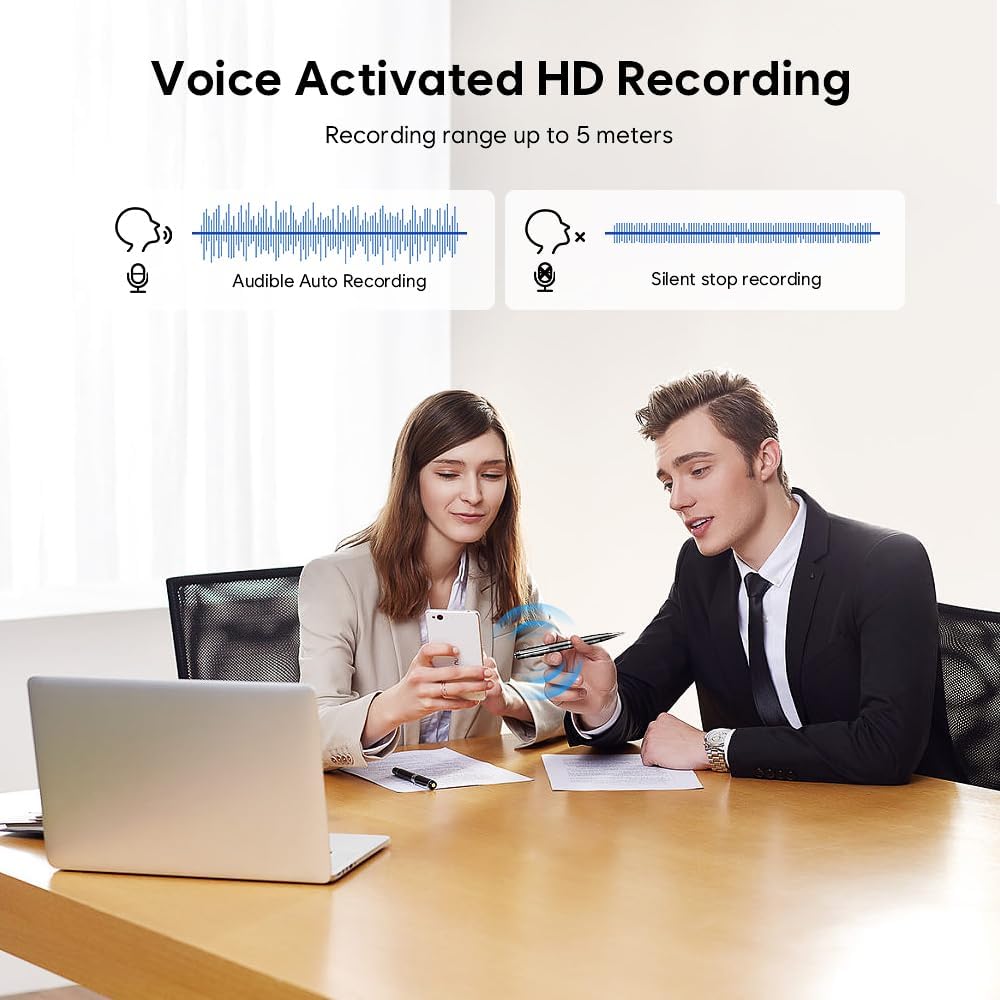 64GB Voice Recorder, Digital Voice Activated Recorder with Playback for Lectures Meetings, Dictaphone Recording Device, Tap Recorder with Noise Reduction Interviews - 1536Kpbs