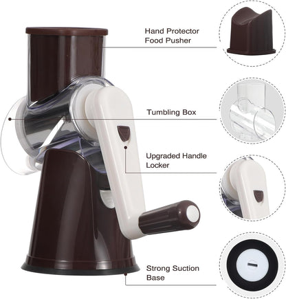 Purilite Select Rotary Cheese Grater with 3 Stainless Steel Blades