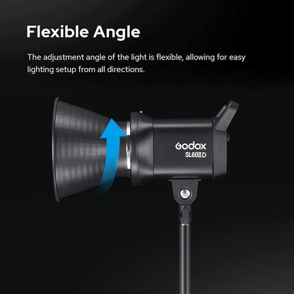 Godox SL60IID Portable Studio LED Video Light 70W Photography Fill Light 5600K±200K Built-in 8 FX Lighting Effects Bowens Mount APP/2.4G Wireless/On-Board Control for Home Studio