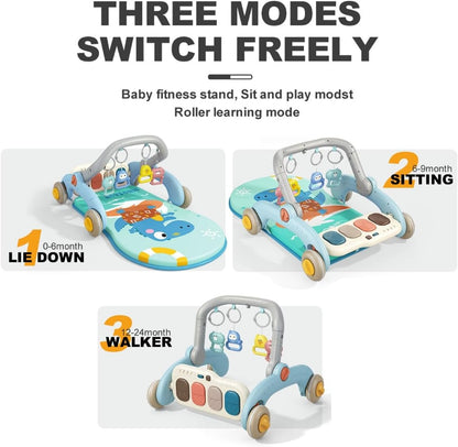 Baby Gym Play Mat 2-in-1 Baby Play Gym Toddler Activity Center Baby Gym Play Mat 2-in-1 Baby Activity Center Tummy Time Toddler Play Mat with Piano for Newborn to Toddler