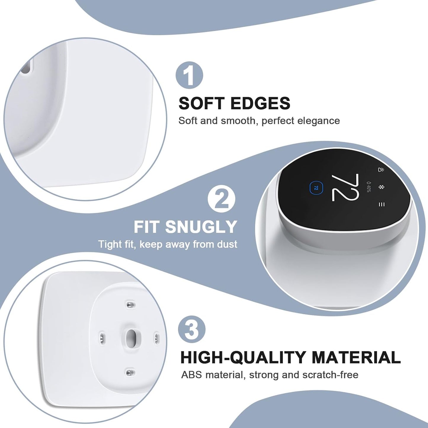 AUURIO Thermostat Wall Plate Compatible with 2025 Smart Thermostat Essential Trim Kit Increased Decorative Coverage Stylish Programmable WiFi Thermostat Accessory Trim Plate Easy Installation