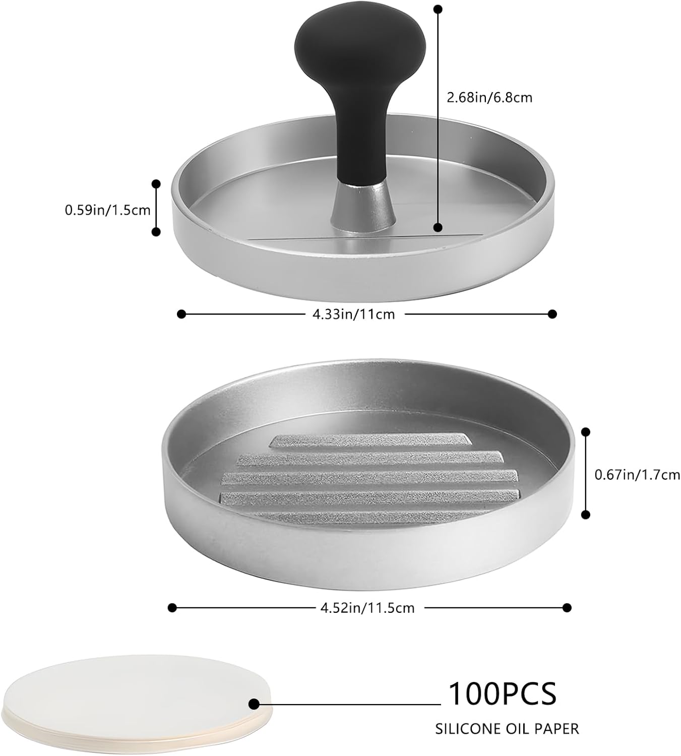 Purilite Select Aluminum Burger Press Patty Maker