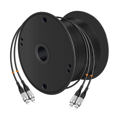 Buacoz 200 Meters LC to LC UPC Outdoor Armored Fiber Patch Cable, 9/125um Single Mode Duplex Fiber Optic Internet Cables, Jumper Optical Patch Cord, (200M/656ft), TPU Black