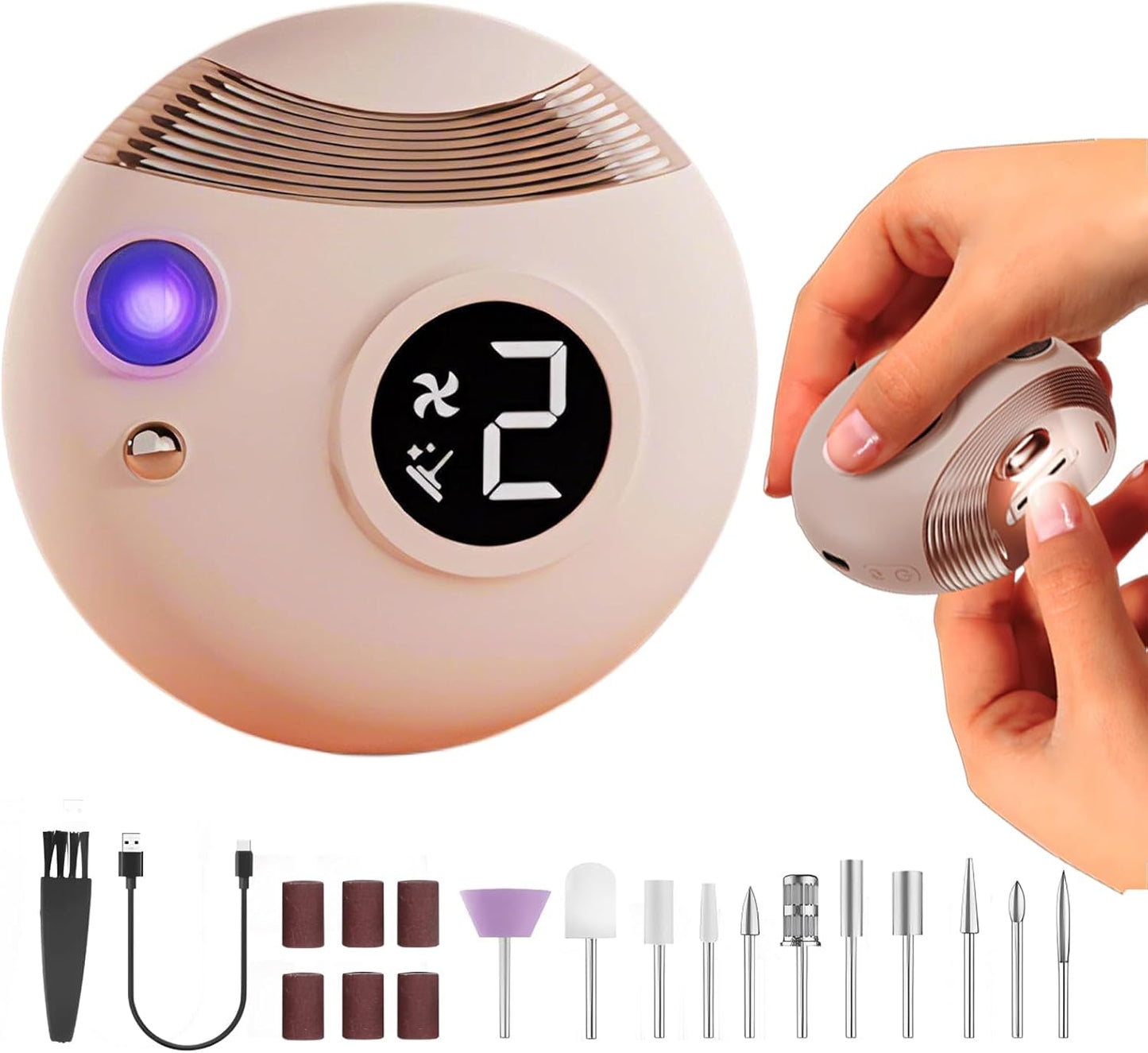 Electric Nail Clippers Upgraded 3 in 1, Rechargeable Automatic Nail Trimmer with Polishing,Dust Storage,LED Light & UV Lamp Nail Care Set