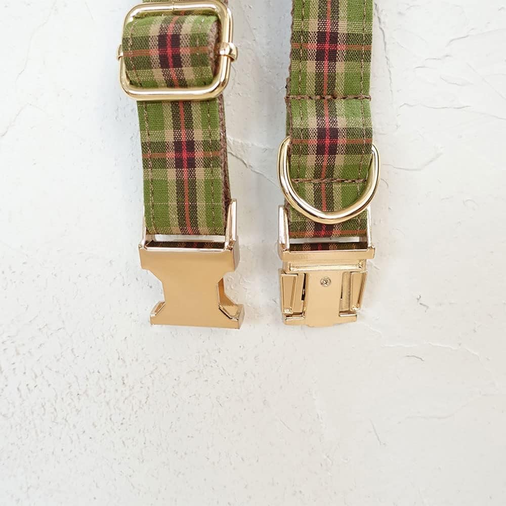 PETDURO Personalized Buffalo Plaid Dog Collar Red Black - Engraved Name and Phone Number on Black Metal Buckle - Custom for Small Medium Large Boy Girl Dogs - Add Leash Bow Tie via Customize Now
