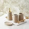 White Bathroom Accessories Set,Modern Countertop Bathroom Decor,Luxury 6 Piece Bathroom Accessory Set,Complete with Soap Dispenser,Toothbrush Holder,Tumbler,Tray