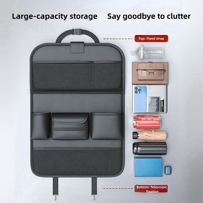 2 Pack Car Backseat Organizer, Car Storage Organizer with Foldable Table Tray,Leather Car Seat Back Protectors Kick Mats with Storage Pockets Travel Accessories