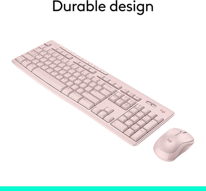 Logitech MK270 Wireless Keyboard and Mouse Combo for Windows, 2.4 GHz Wireless, Compact Mouse, 8 Multimedia and Shortcut Keys, 2-Year Battery Life, for PC, Laptop - Rose