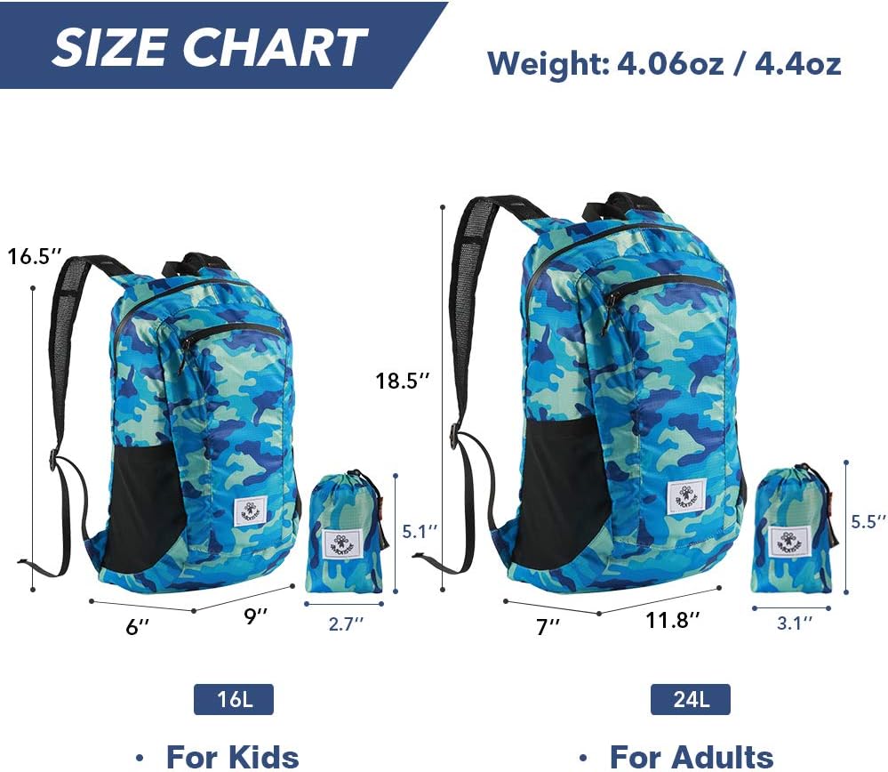 4Monster Hiking Daypack,Water Resistant Lightweight Packable Backpack for Travel Camping Outdoor