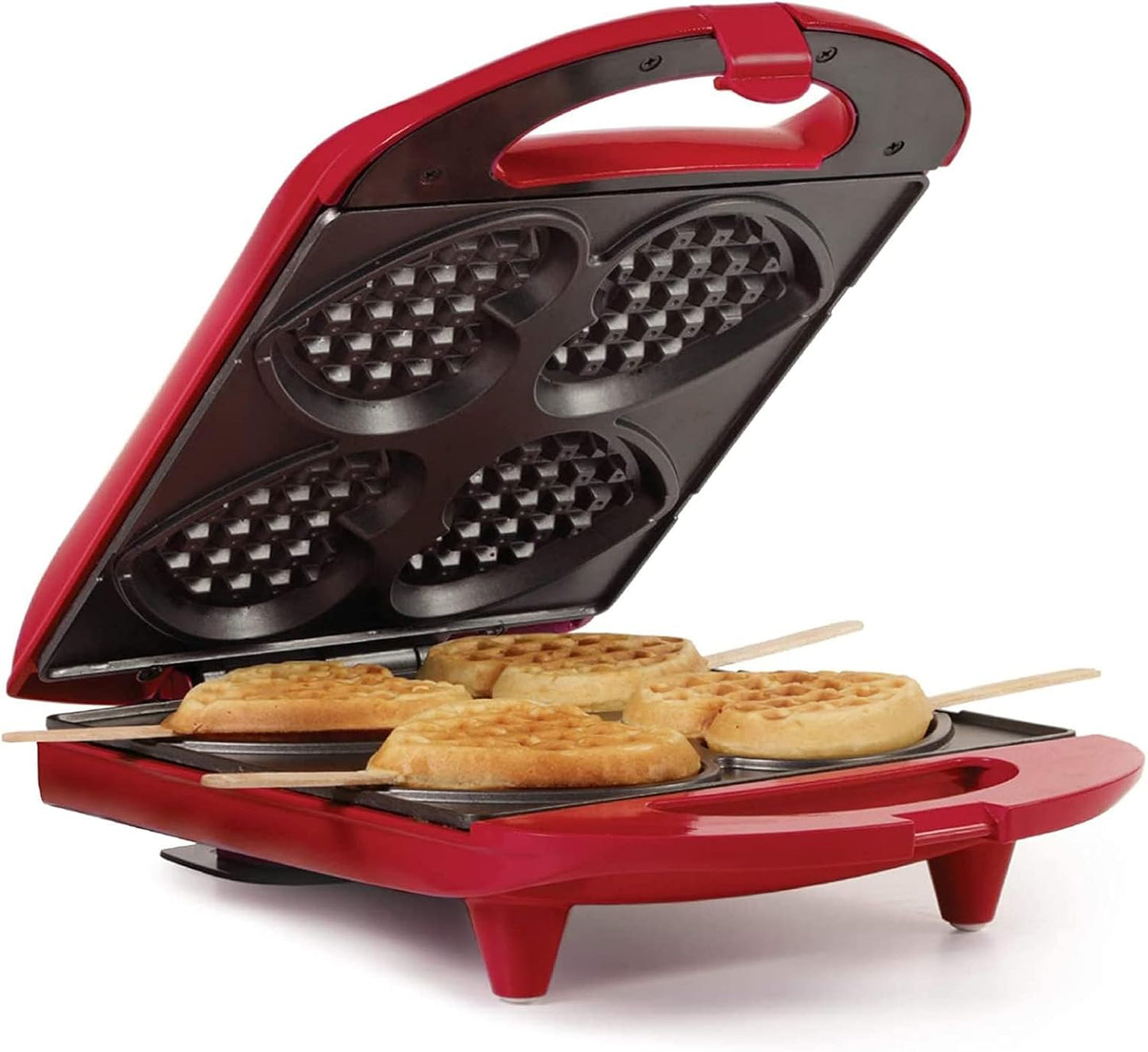 Holstein Housewares - Non-Stick Heart Waffle Maker, Lavender - Makes 4 Heart-Shaped Waffles in Minutes