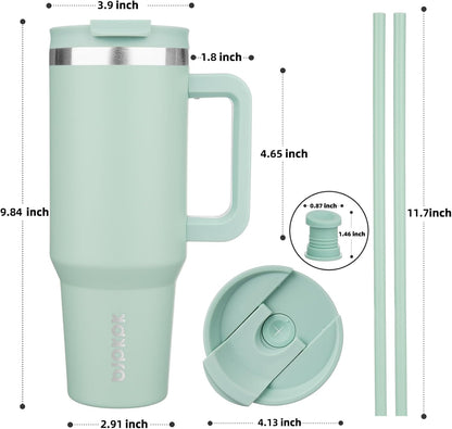 BJPKPK Tumbler with Handle and Straw 30oz Insulated Tumbler Cups with Lid Stainless Steel Travel Coffee Mug,Indigo Black