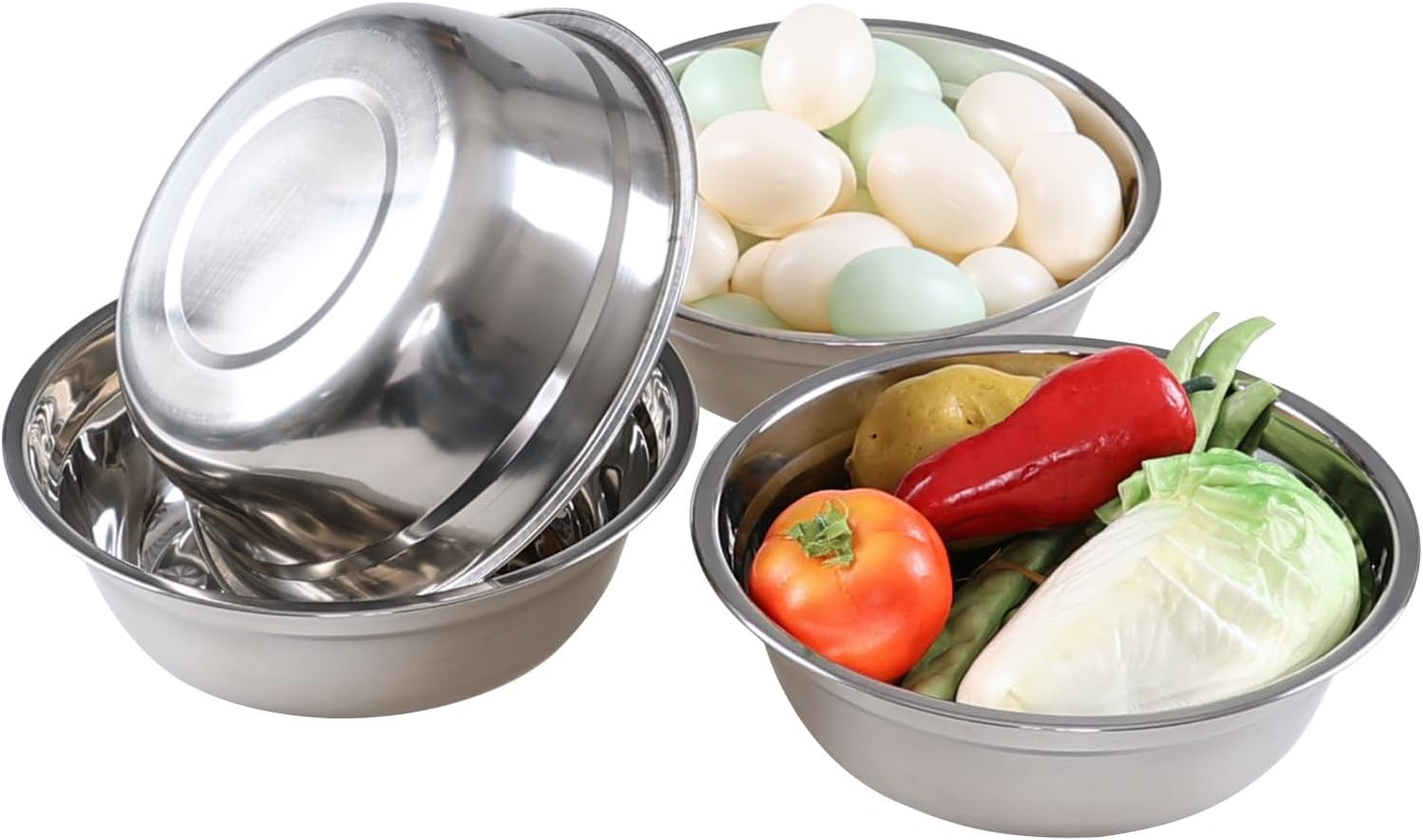 Tyminin Set of 4 Stainless Steel Serving Bowls, Metal Prep Mixing Bowls for Kitchen