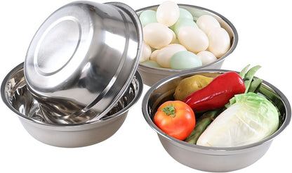 Tyminin Set of 4 Stainless Steel Serving Bowls, Metal Prep Mixing Bowls for Kitchen