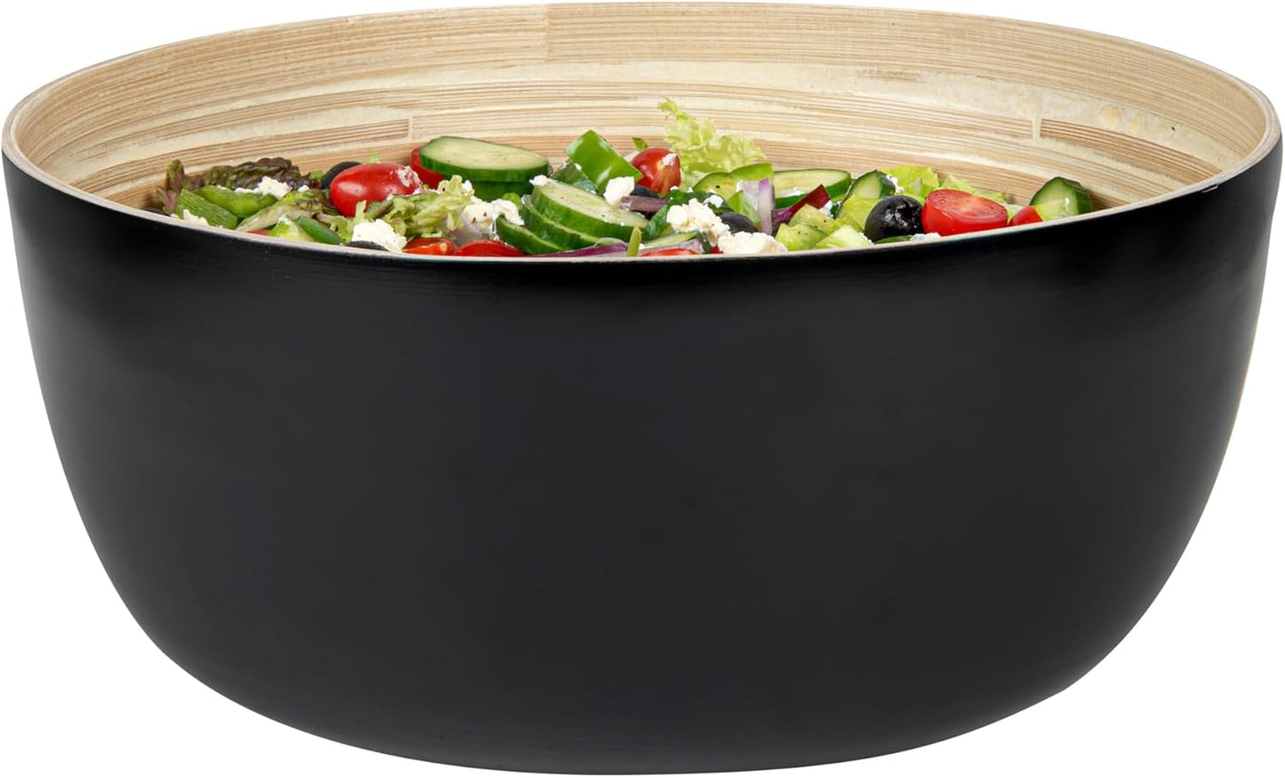 Restaurantware-Bambuddha 15 Ounce Small Salad Bowl, 1 Heavy-Duty Round Salad Bowl - Sustainable, Reusable, Black Bamboo Serving Dish, for Serving Salads, Fruits, and Appetizers