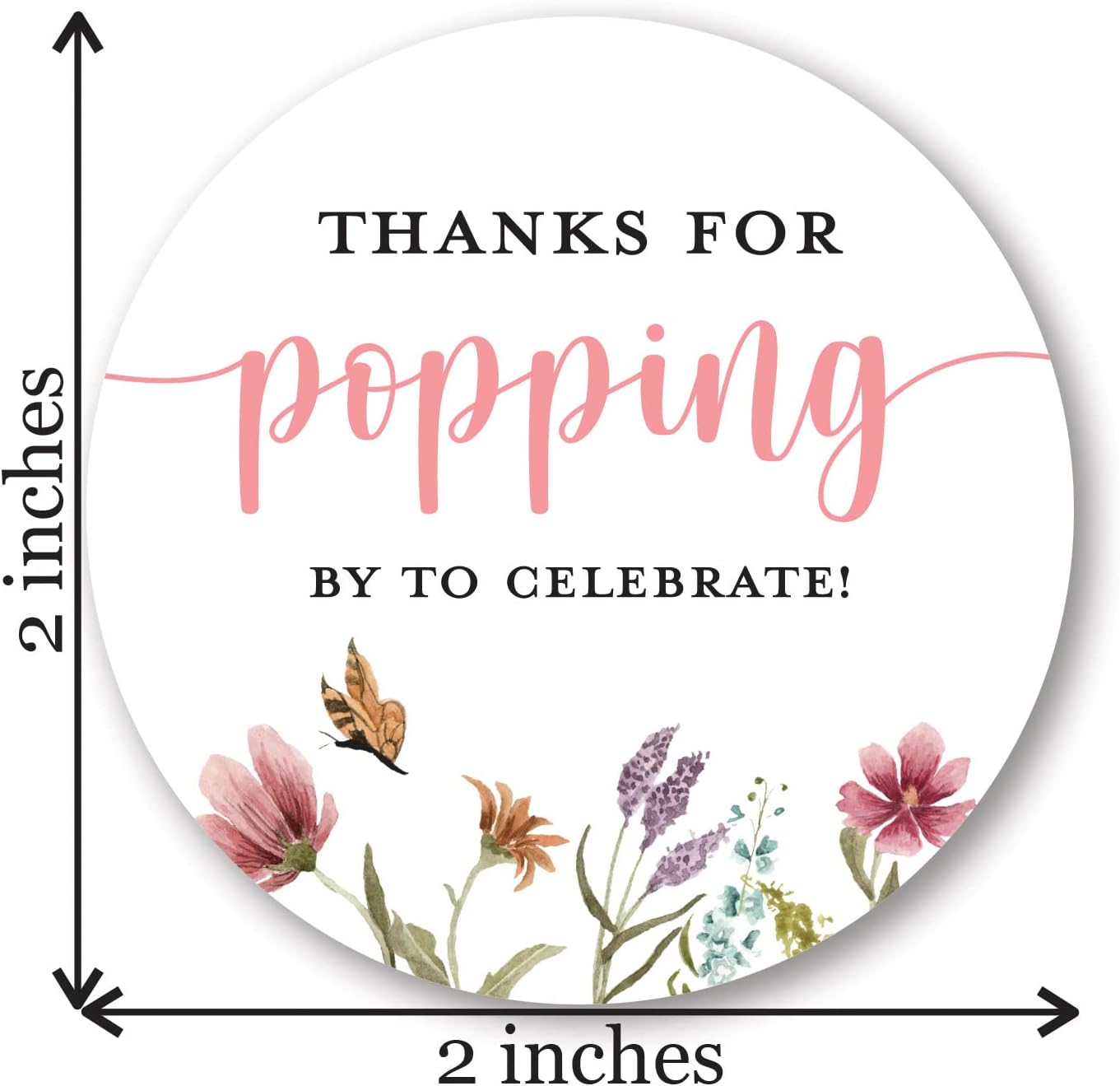 40 Thanks for Popping by! Popcorn Favor Stickers (Gold on White)