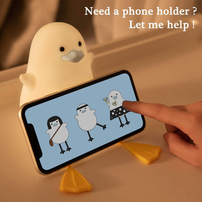 Cute Night Light for Kids, Duck Soft Silicone LED Touch Toddler Lamp with Timer, USB Rechargeable Dim Feeding Nightlight, Desk Bedside Bedroom Decor Birthday Gifts for Baby Children Women