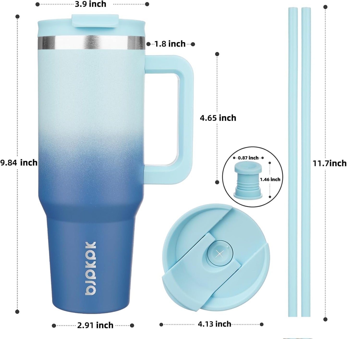 BJPKPK Tumbler with Handle and Straw 30oz Insulated Tumbler Cups with Lid Stainless Steel Travel Coffee Mug,Indigo Black