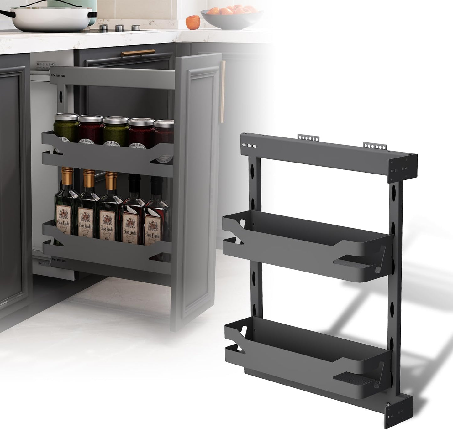 VADANIA Narrow Pull Out Cabinet Organizer, For 8" Cabinets