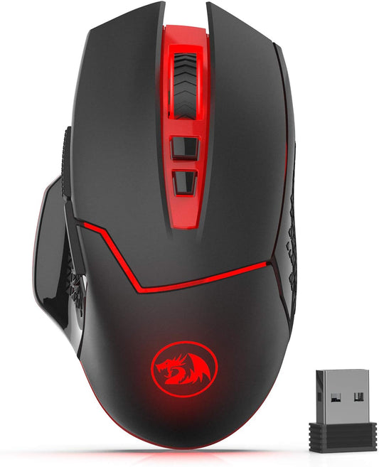 Redragon M690-1 2400 DPI Optical 2.4G Wireless Gaming Mouse, 5 Adjustable DPI Levels Portable Gaming & Office Mice with 8 Buttons and USB Receiver for Desktop, MacBook, Notebook, PC, Laptop, Computer