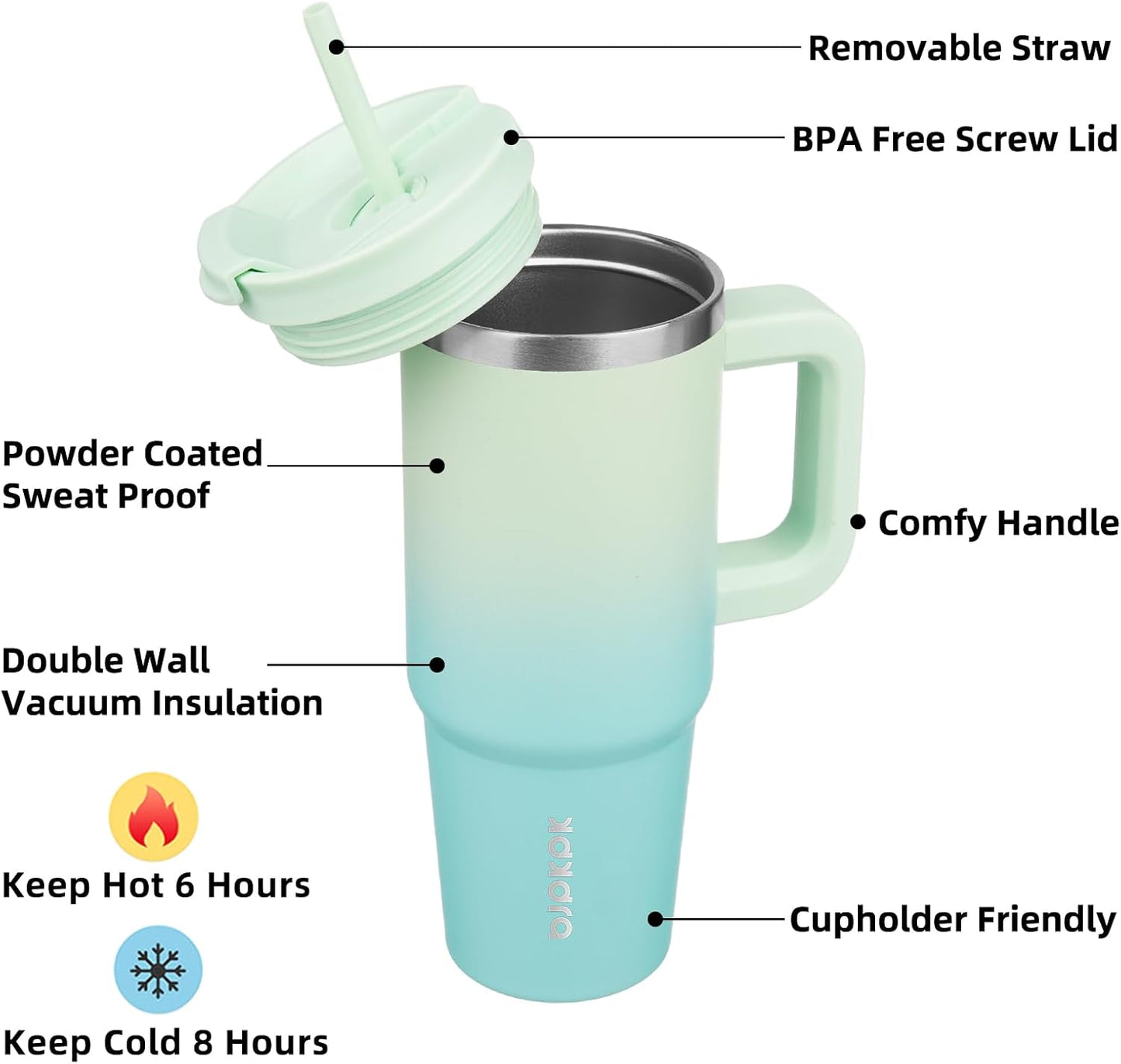 BJPKPK Tumbler with Handle and Straw 30oz Insulated Tumbler Cups with Lid Stainless Steel Travel Coffee Mug,Indigo Black