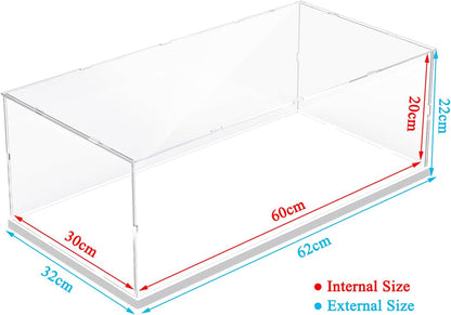 Thickened Clear Acrylic Display Case for Lego 10330 43268 76450 42170 10295 10353 Collectibles, Transparent Box Dustproof Protection with Wood-Plastic Base & String Light, Black Inside 40x20x20cm