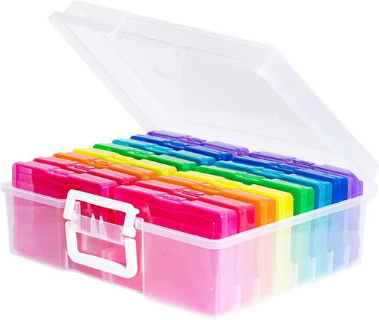 novelinks Photo Storage Boxes with Handle, Photo Organizers and Storage | 1Pack Color, Photo Albums 4x6 Pictures, Photo Cases, Classroom Organization, Index Card Box, Photo Card Holder, Seed Storage
