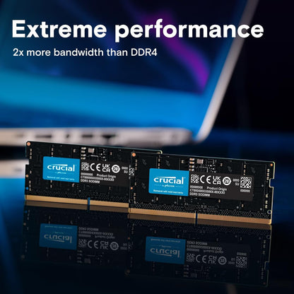 Crucial 128GB Kit (2X64GB) DDR5 RAM 5600MHz (or 5200MHz or 4800MHz) Laptop Memory Kit, SODIMM 262-Pin, Compatible with Latest Intel Core Ultra and AMD Ryzen 8000 & Above – CT2K64G56C46S5