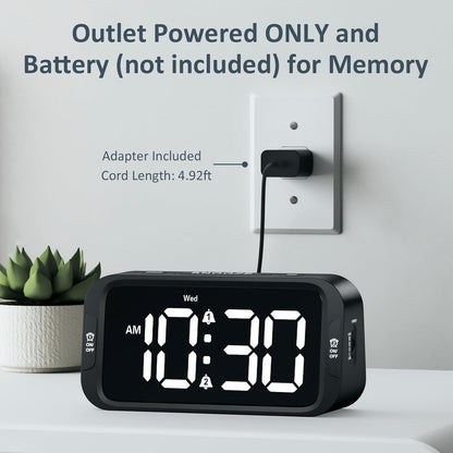 Odokee Digital Dual Alarm Clock for Bedroom, Easy to Set, 0-100% Dimmer, USB Charger, 5 Sounds Adjustable Volume, Weekday/Weekend Mode, Snooze, 12/24Hr, Battery Backup, Compact Clock for Bedside(Blue)