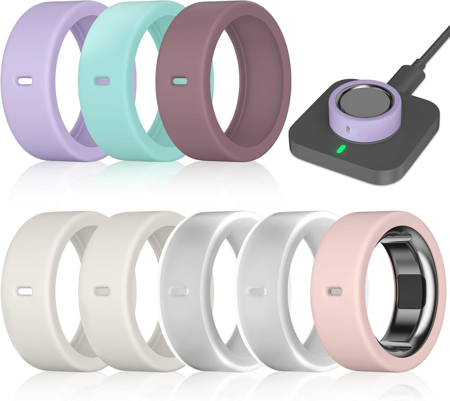 10 Pack Cover Compatible with Oura Ring Gen 4/Oura Ring Gen 3/3 Horizon, Surport Charging with Cover on, Anti-Scratch Elastic Silicone Rings Protector for Men Women Working Out Gym