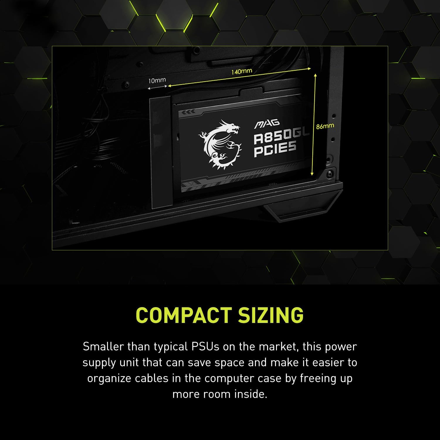 MSI MAG A750GL PCIE 5 Gaming Power Supply - Full Modular - 80 Plus Gold Certified 750W - Compact Size - ATX PSU - PuriLite