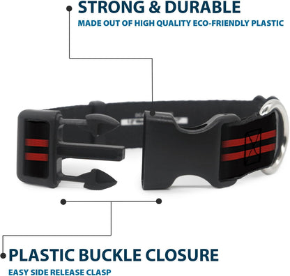 Buckle-Down PC-W21909-M Dog Collar Plastic Clip Buckle, 1"x11"-17", Star Black/White