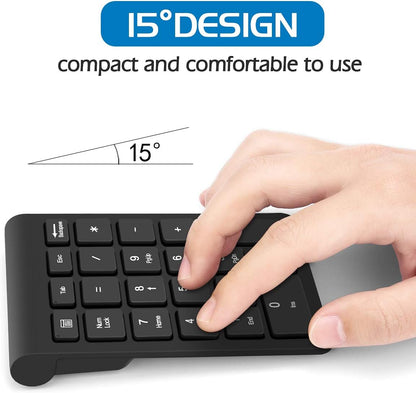 Wireless Number Pad, Portable 2.4Ghz USB 10 Keys Financial Accounting Numeric Keypad Data Entry Numpad for Laptop, PC, Desktop