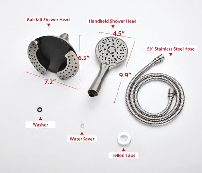 GRICH Shower Heads with Hand Held Spray: 9 Modes High Pressure Shower Head & Rain Shower Head, 2 in 1 Anti-Leak Shower Head with Hose, Height/Angle Adjustable, cUPC Certification Approved