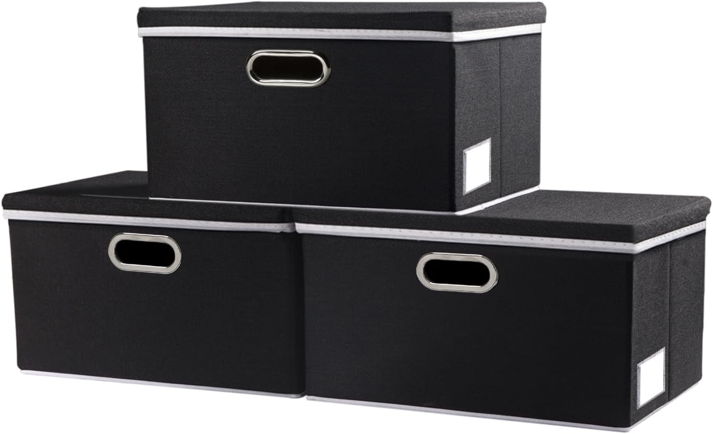 PRANDOM Large Foldable Storage Bin with Lid [1-Pack] Linen Fabric Decorative Storage Box Organizer Containers Basket Cube with Handles Divider for Bedroom Closet Office Living Room (17.7x11.8x11.8")