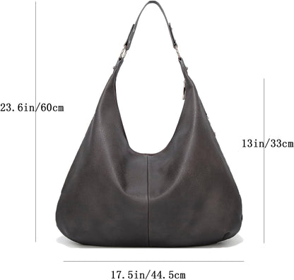 Ashioup Hobo Bags for Women Soft PU Leather Shoulder Bag Vintage Slouchy Handbag with Zipper