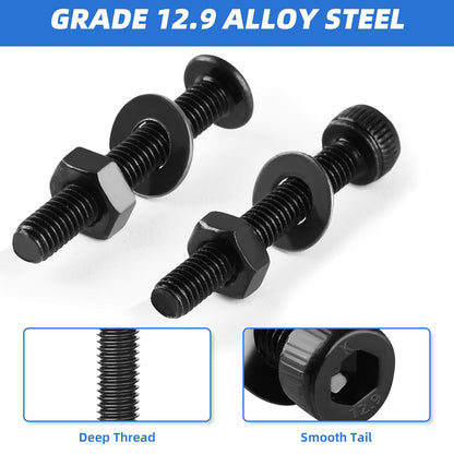 Besitu 1600Pcs M3 Screw Kit, 12.9 Grade Alloy Steel Hex Socket Button & Cap Head Metric Screw Assortment M3 Bolts and Nuts Washers Kit Black Small Machine Screw Set for 3D Printing