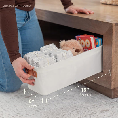 OrganiHaus Large Fabric Storage Baskets for Shelves 3 Pack, 15x11in Closet Storage Bins for Shelves, Cloth Baskets, Fabric Storage Cubes, Linen Closet Organizers, Fabric Basket, White Basket