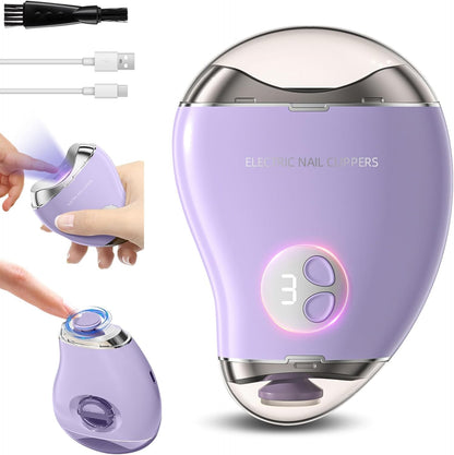 Electric Nail Clipper with 3 Speed Levels 2 in 1 Electric Polishing Automatic Nail Clippers Automatic Electric Nail Clipper with Polishing Toe Nail Clippers for Thick Nails for Seniors (White)