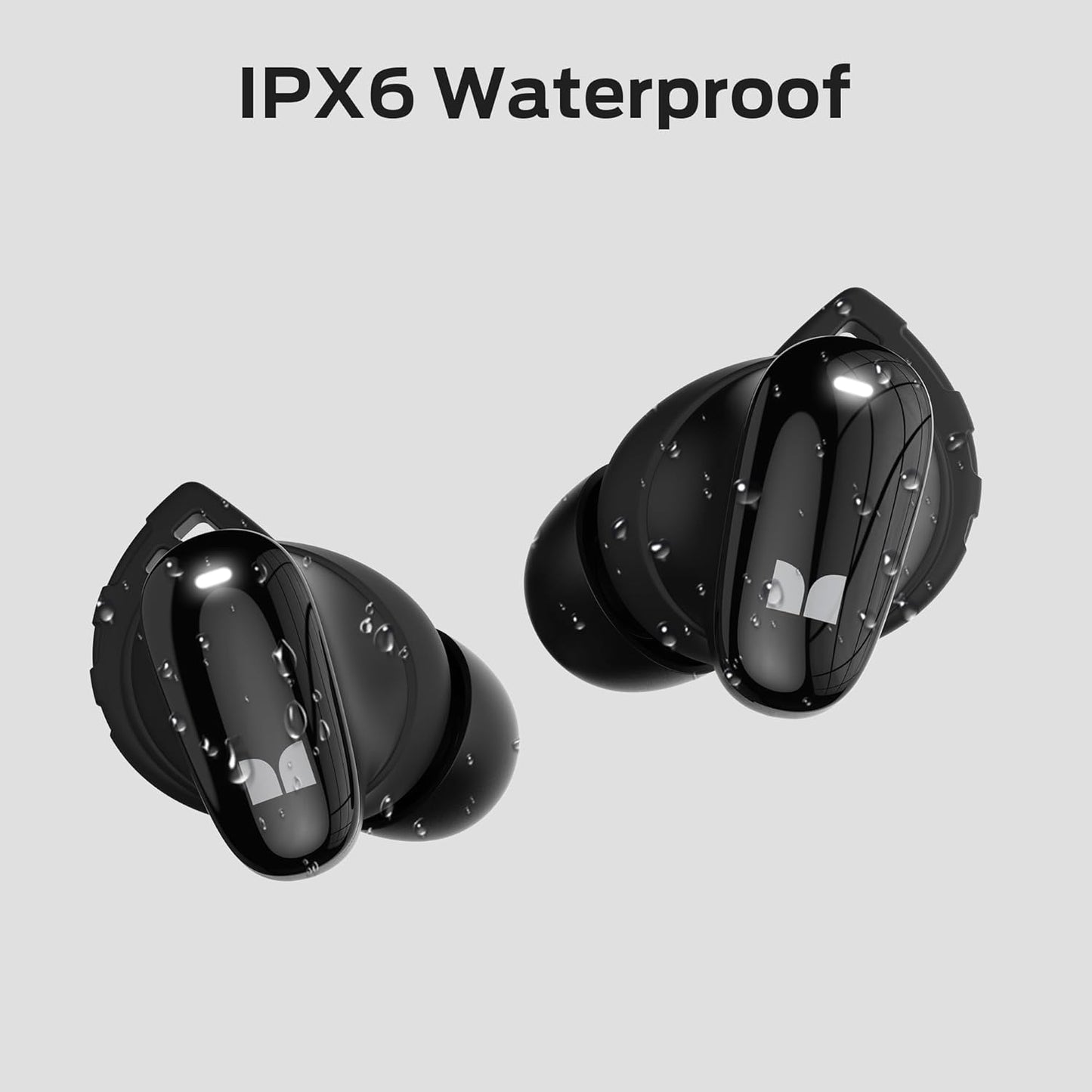 Monster N-Lite 206 Wireless Earbuds Bluetooth 5.4 in Ear Headphones, Bluetooth Ear Buds Built-in Microphone, Touch Control, Comfortable Fit, USB-C Fast Charging, IPX6 Waterproof, 25H Playtime, Black