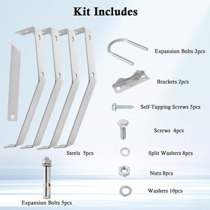 XRDS-RF 16 Inch Heavy-Duty Wall Mount Stand Off Mast for TV Antenna - Windproof Mounting Bracket (2-Leg + 2-Leg)